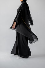 Load image into Gallery viewer, The Black Chiffon Cape With Golden Ribbons