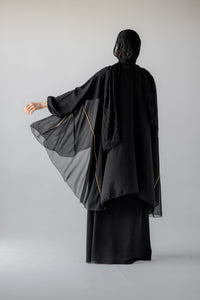 The Black Chiffon Cape With Golden Ribbons