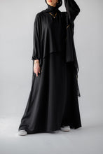 Load image into Gallery viewer, The Black Chiffon Cape With Golden Ribbons