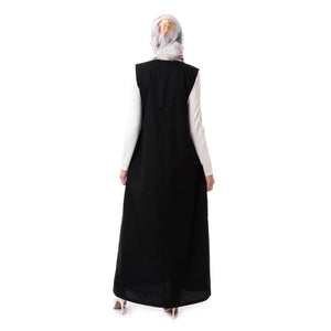 Sleeveless v- neck linen dress